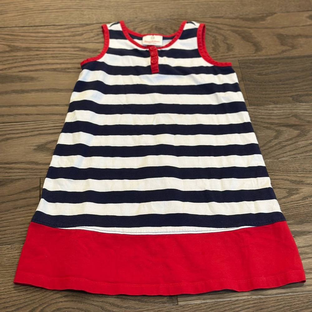 Hanna Andersson 110 4/5 Navy White Red Striped Dress 4th July